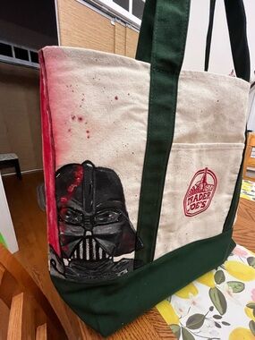 Trader Joe's Green Canvas Tote - Darth Vader Theme